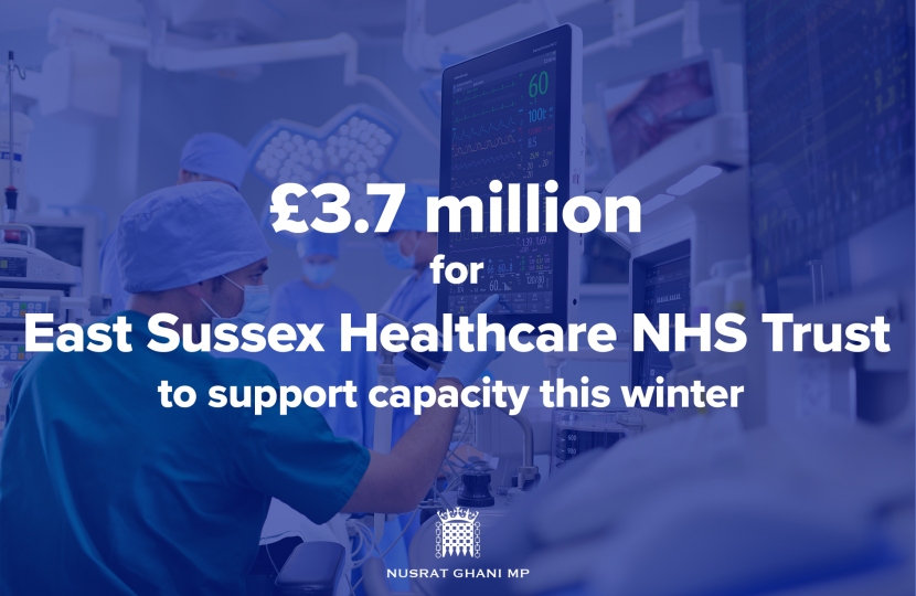 Ghani Welcomes Additional Funding For East Sussex Nhs Trust Ahead Of Winter Nus Ghani